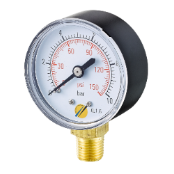 Manomètre boitier plastique ou inox raccord laiton Ø40 ou Ø50 non remplissable MAPSSB-MAPSIB