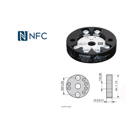 TRANSMETTEUR ENTRÉE PT100/PT1000 SORTIE 4-20MA, MONTAGE TÊTE DE SONDE, CONFIGURABLE PAR NFC