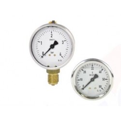 Manomètre boitier plastique ou inox raccord laiton Ø40 ou Ø50 non remplissable MAPSSB-MAPSIB